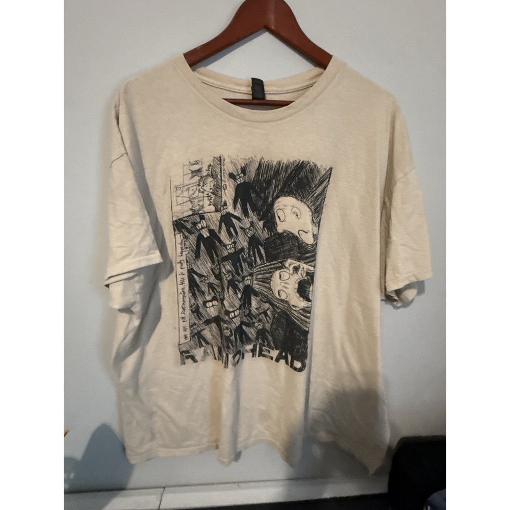 VTG Radiohead Scribble Graphic T-shirt Size 2XL Y2K Band Tee